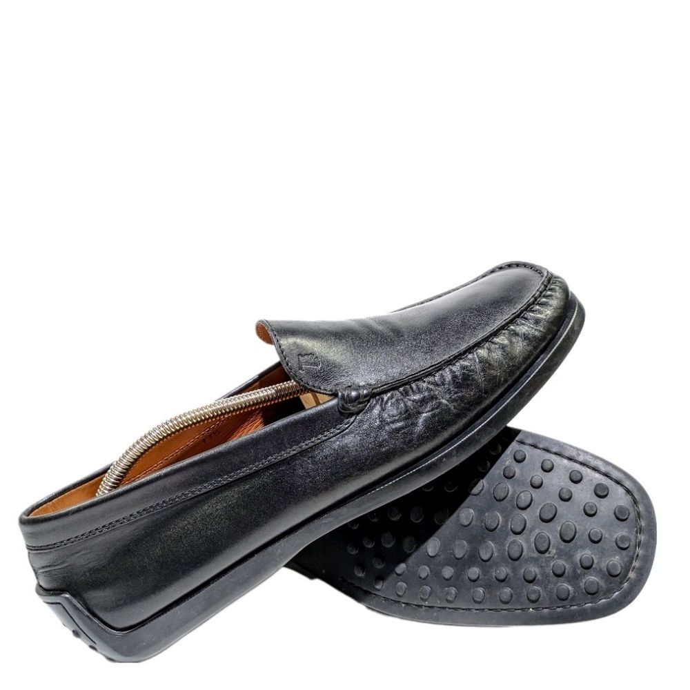 Tod's Dark Grey Glossy Moccasin Leather Loafers